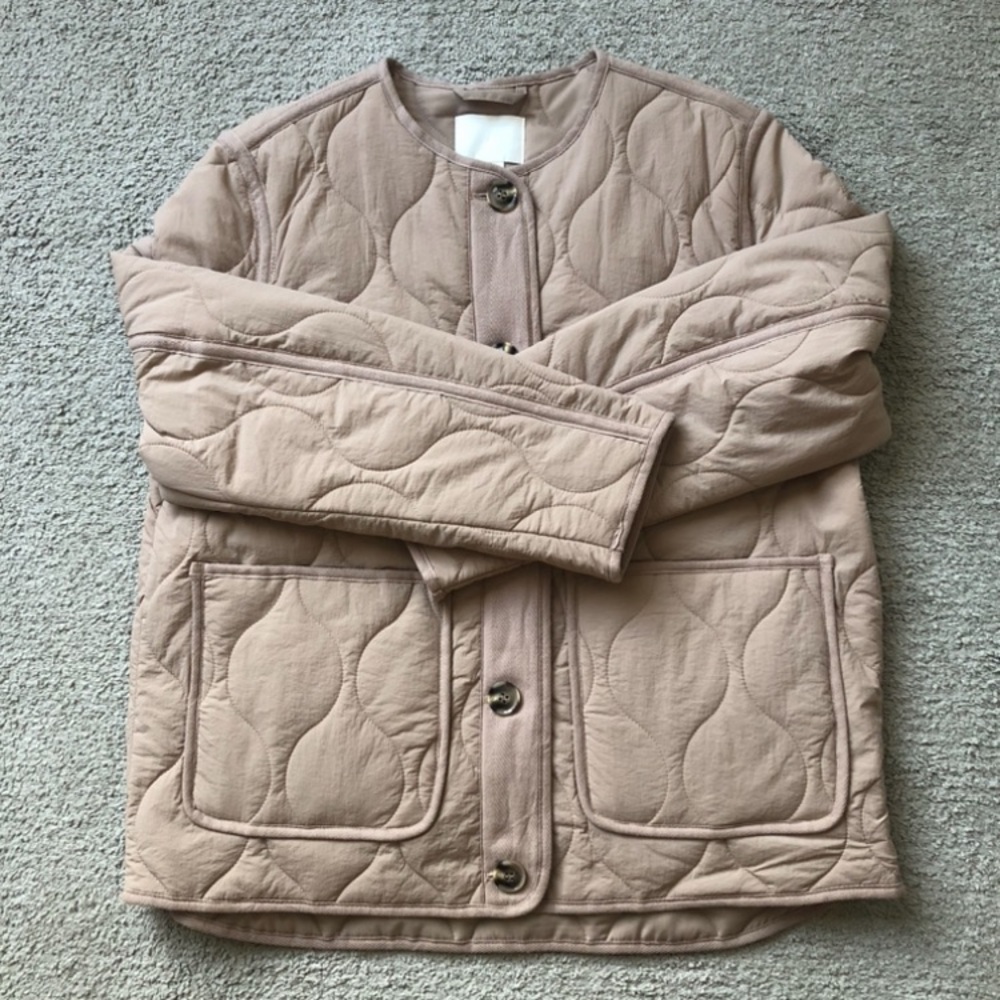 H&M Quilted Utility Jacket in Taupe